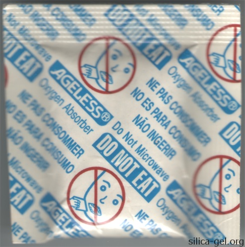 Ageless oxygen absorber printed in blue and red.