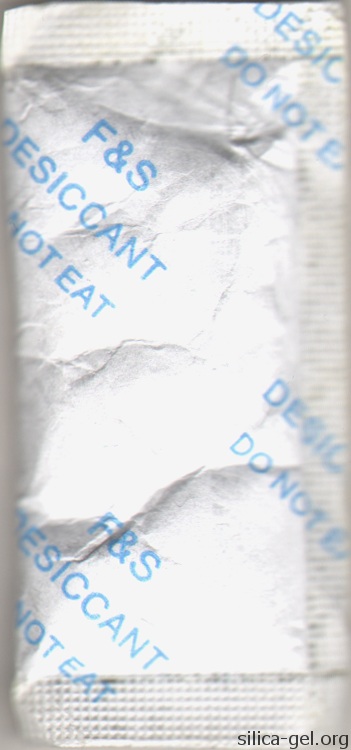 F & S Desiccant Packet With Blue Writing